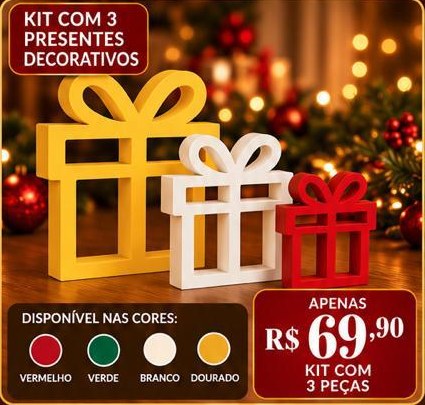 Kit 3 Presentes Decorativos