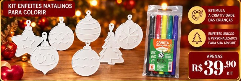 Kit Enfeites Natalinos para Colorir